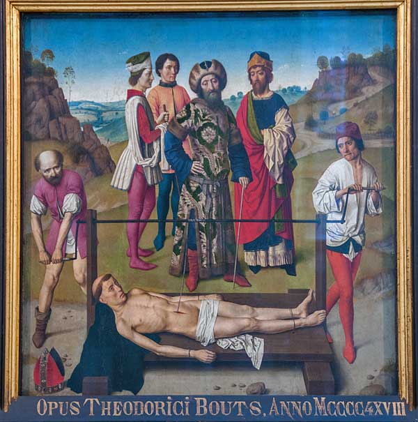 ルーヴェンの聖ペテロ教会周歩廊の「聖エラスムスの殉教」の三連祭壇画　Collegiale Sint-Pieterskerk