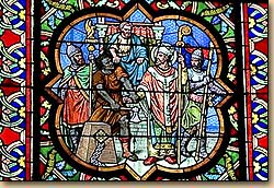 聖キリアス伝のステンドグラス（サン・キリアス参事会聖堂）　プロヴァン　Le vitrail de la légende de saint Quiriace, Provins