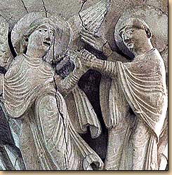 聖ペテロを解放する天使　北側廊の柱頭彫刻　Les chapiteaux de la nef nord